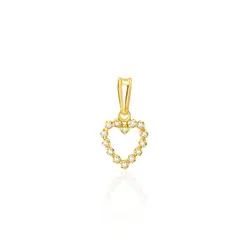 Pingente Coração de Ouro Amarelo com 14 Diamantes
