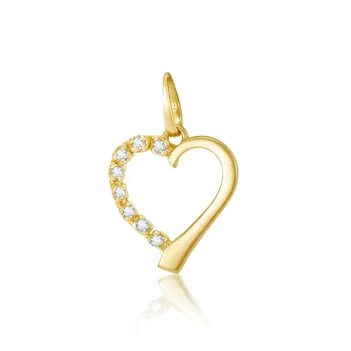 Pingente Coração de Ouro Amarelo com 8 Diamantes