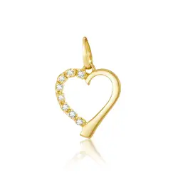 Pingente Coração de Ouro Amarelo com 8 Diamantes