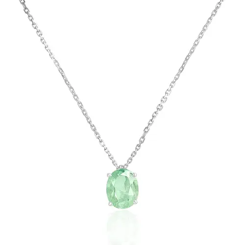 Pingente de Ouro Branco com Corrente Cartier e Esmeralda Colombiana de 1,56 Cts.