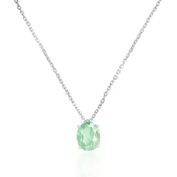Pingente de Ouro Branco com Corrente Cartier e Esmeralda Colombiana de 1,56 Cts.