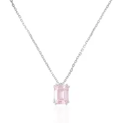 Pingente de Ouro Branco com Corrente e Kunzita de 3,08 Cts.