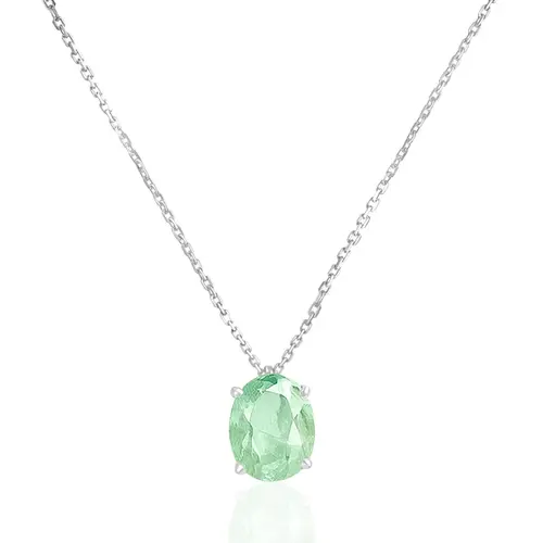 Pingente de Ouro Branco com Corrente Elos Cartier e Esmeralda Colombiana de 1,62 Cts.