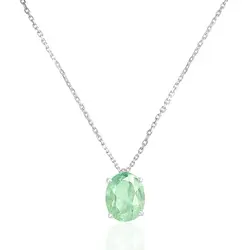 Pingente de Ouro Branco com Corrente Elos Cartier e Esmeralda Colombiana de 1,62 Cts.