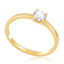 Anel Solitário de Ouro Amarelo com Diamante de 35 pts.