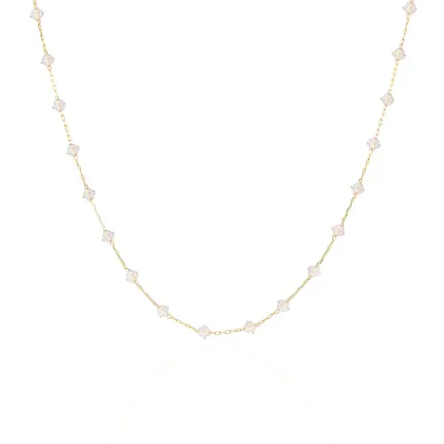 Corrente Elos Cartier de Ouro Amarelo com Cristais Boreais