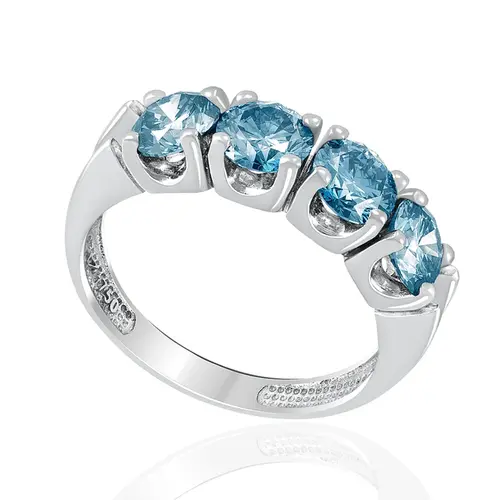 Meia Aliança de Ouro Branco com Diamantes Azuis totalizando 2,0 Cts.