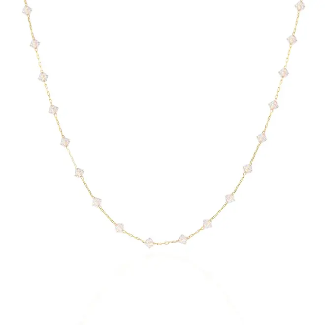 Corrente Elos Cartier de Ouro Amarelo com Cristais