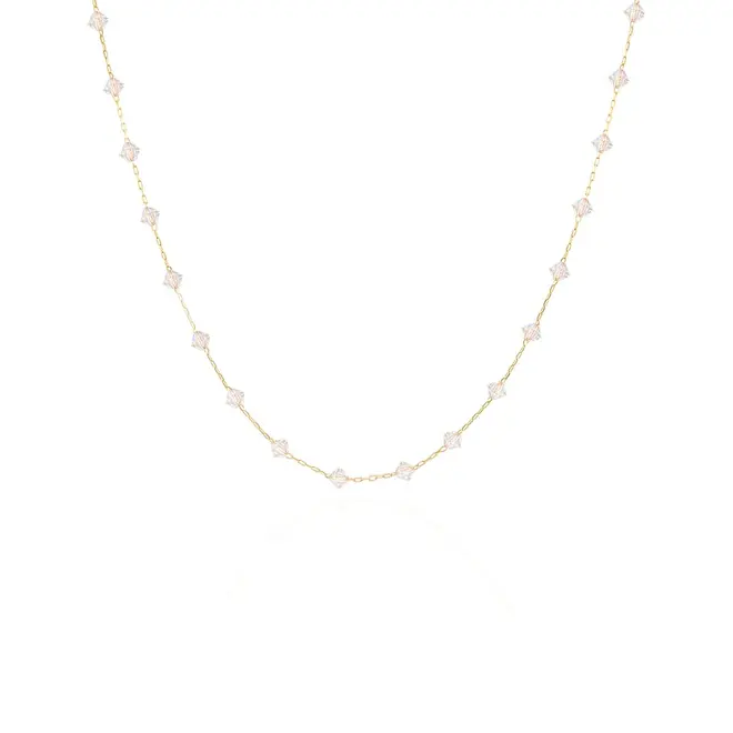 Corrente Elos Cartier de Ouro Amarelo com Cristais