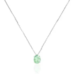 Pingente de Ouro Branco com Corrente Elos Cartier e Esmeralda Colombiana de 1,65 Cts.