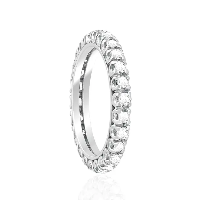Aliança de Ouro Branco com Diamantes totalizando 80 pts. - Aro 15 (Não Altera Aro)