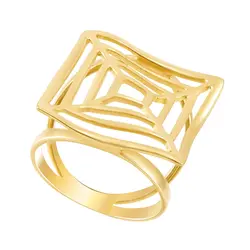 Anel Quadrado Vazado de Ouro Amarelo