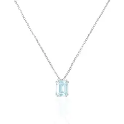 Pingente com Corrente de Ouro Branco com Água Marinha de 1,76 Cts.