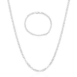 Conjunto Corrrente e Pulseira Malha Cadeado de Prata