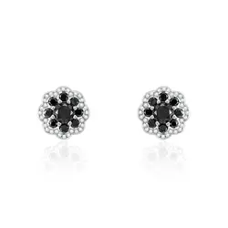 Par de Brincos de Prata com Diamantes Negros totalizando 7,0 Cts.