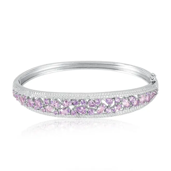 Bracelete de Prata com Cristais e Tanzanitas