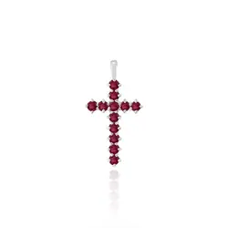 Pingente Cruz de Prata com Rubis