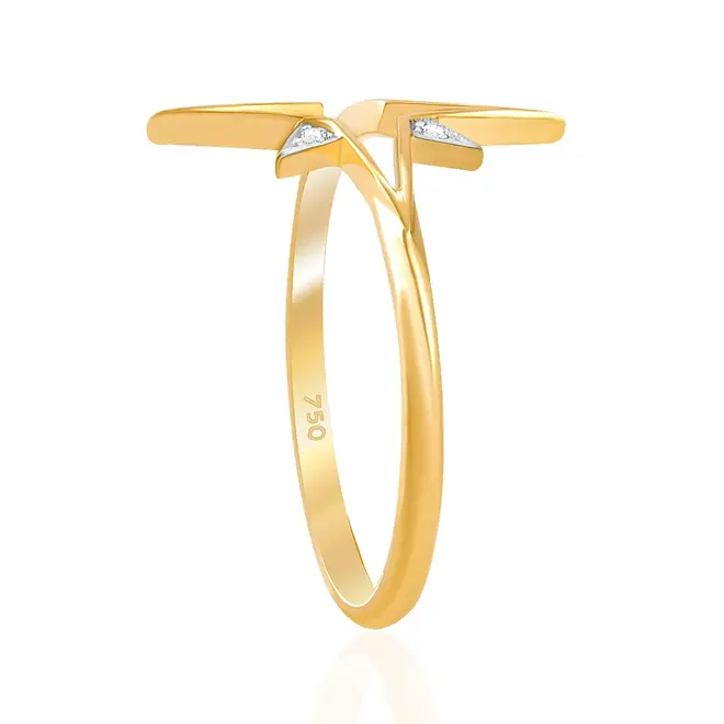 Anel Estrela de Ouro Amarelo com 4 Diamantes