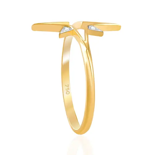 Anel Estrela de Ouro Amarelo com 4 Diamantes
