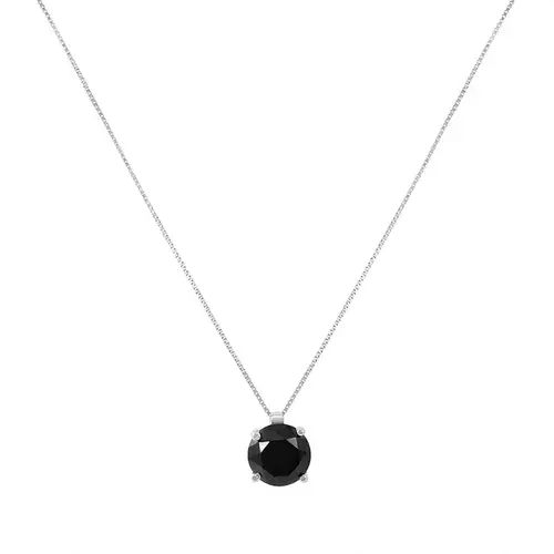 Pingente Ponto de Luz de Ouro Branco com Corrente e Diamante Negro de 90 pts.