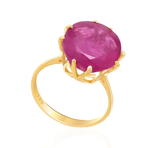 Anel de Ouro Amarelo com Rubi de 8,13 Cts.