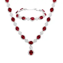 Conjunto Gargantilha e Pulseira com Cristais e Rubis