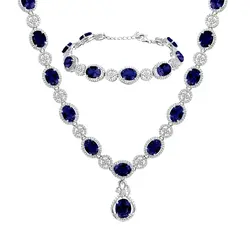 Conjunto Gargantilha e Pulseira com Cristais e Safiras
