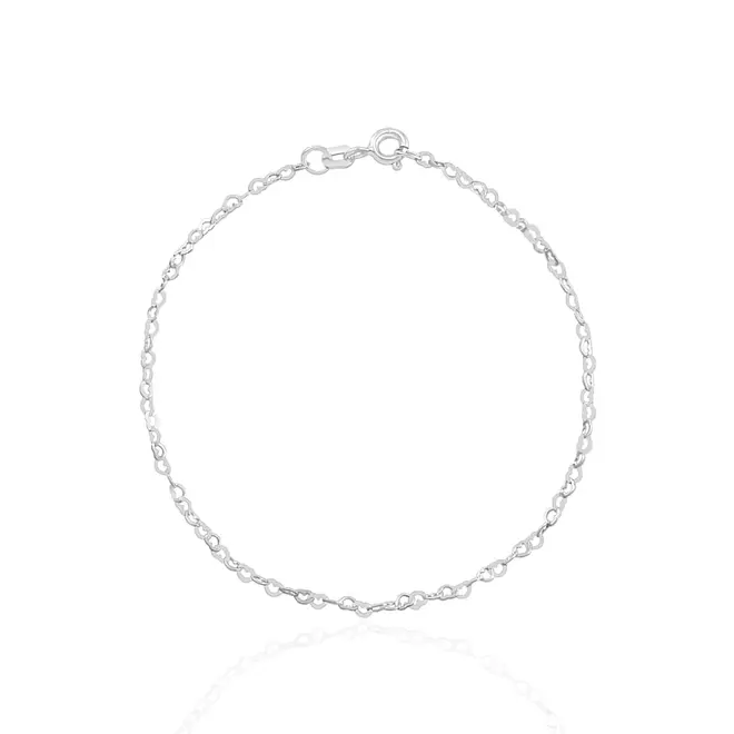 Pulseira Malha Coração de Prata
