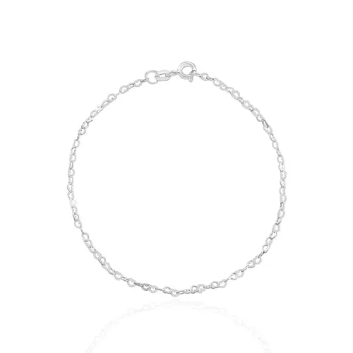 Pulseira Malha Coração de Prata