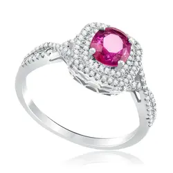 Anel de Ouro Branco com Diamantes totalizando 22 pts. e Turmalina Rosa de 77 pts.
