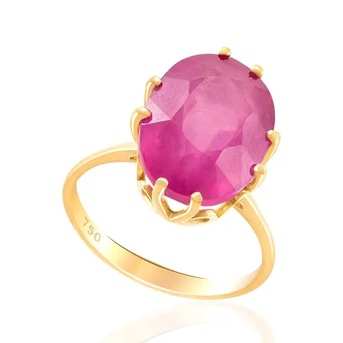 Anel de Ouro Amarelo com Rubi de 7,28 Cts.