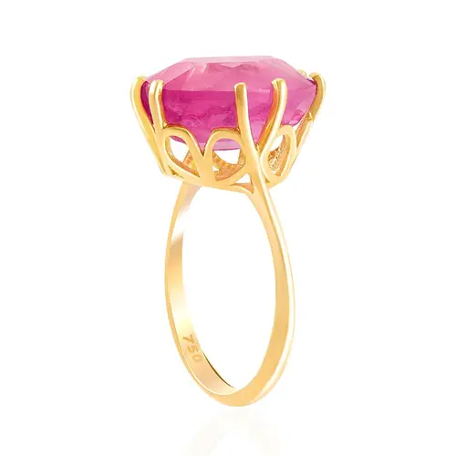 Anel de Ouro Amarelo com Rubi de 7,28 Cts.