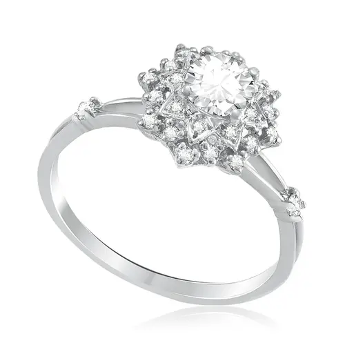 Anel Chuveiro de Ouro Branco com Diamantes totalizando 75 pts.