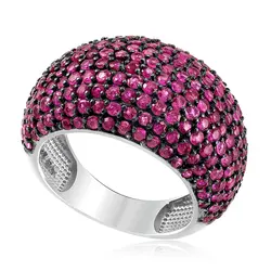 Anel Colmeia de Ouro Branco com 204 Rubis totalizando 4,08 Cts.