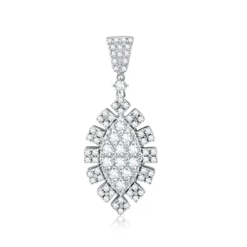 Pingente de Ouro Branco com Diamantes totalizando 2,16 Cts.