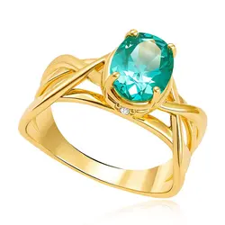 Anel de Prata com Acabamento em Ouro Amarelo, Diamantes e Cristal Turmalina Paraíba