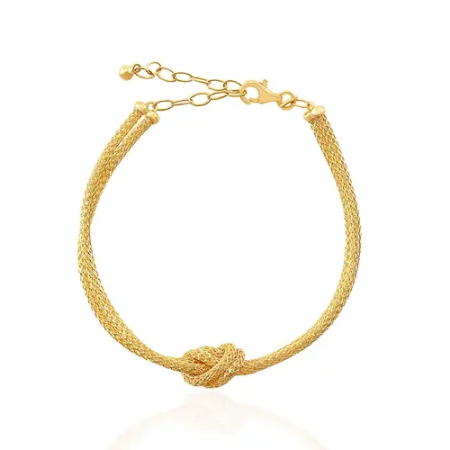 Pulseira de Tecido de Ouro com Nó Simples