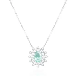 Colar de Ouro Branco com e Diamantes e Turmalina Paraíba de 75 pts.