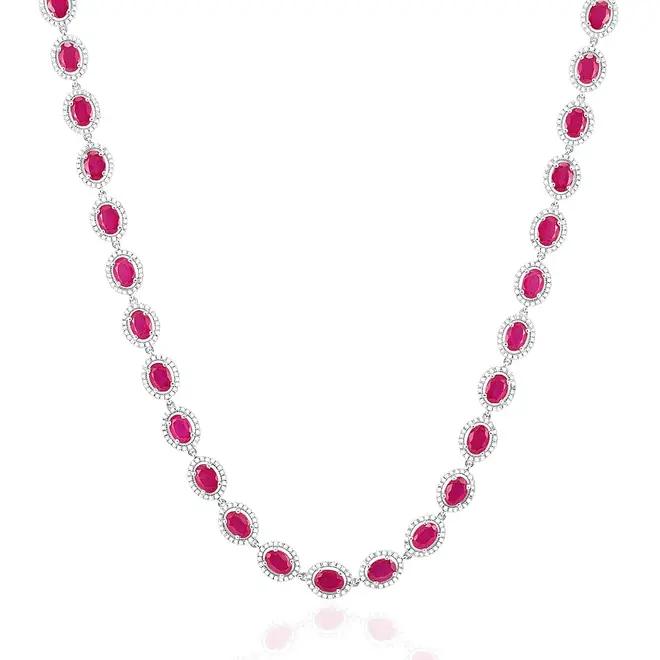 Gargantilha de Prata com Cristais e Rubis