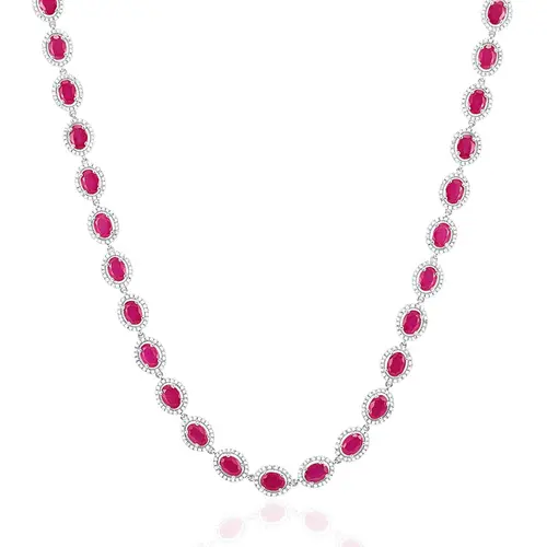 Gargantilha de Prata com Cristais e Rubis