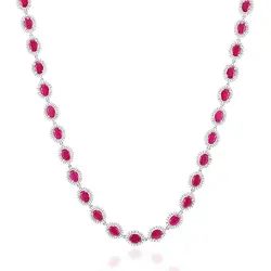 Gargantilha de Prata com Cristais e Rubis