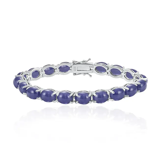 Pulseira de Prata com Tanzanitas Cabochon totalizando 40,0 Cts.