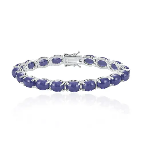 Pulseira de Prata com Tanzanitas Cabochon totalizando 40,0 Cts.