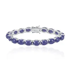 Pulseira de Prata com Tanzanitas Cabochon totalizando 40,0 Cts.