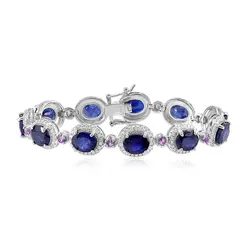 Pulseira de Prata com Cristais, Safiras e Tanzanitas