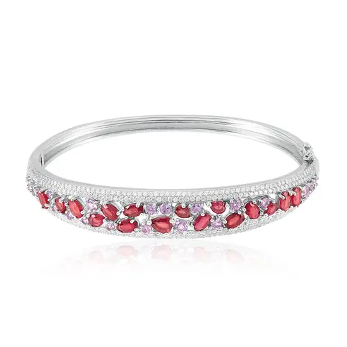 Bracelete de Prata com Cristais, Rubis e Tanzanitas