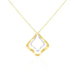 Pingente Trabalhado de Ouro 2 Cores, com Corrente