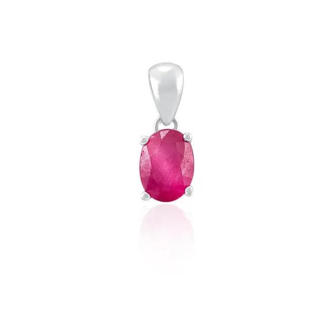 Conjunto Par de Brincos, Pingente e Anel de Prata com Cristais e Rubis