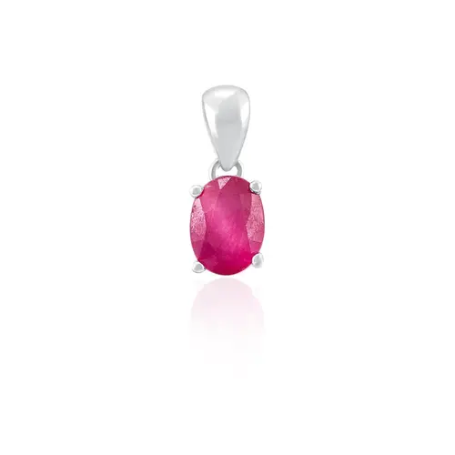 Conjunto Par de Brincos, Pingente e Anel de Prata com Cristais e Rubis
