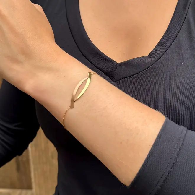 Pulseira de Ouro  Cores com Placas Curvas